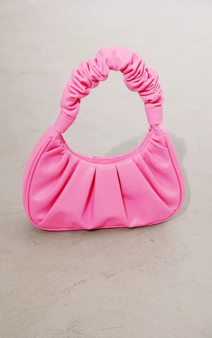 Pink Extreme Ruched Handle Shoulder Bag