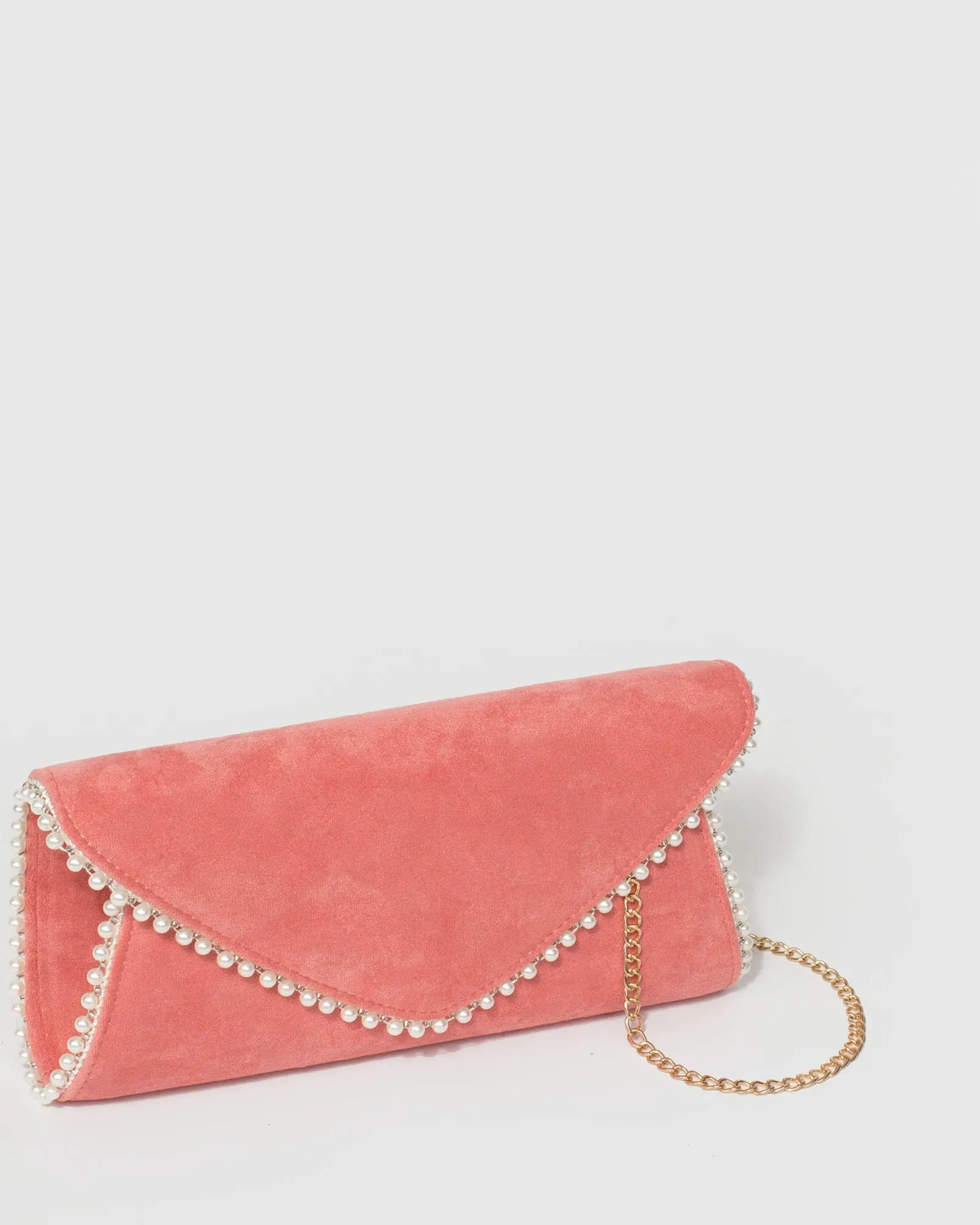 Pink Oriana Pearl Clutch Bag