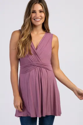 PinkBlush Mauve Sleeveless Draped Front Maternity/Nursing Top