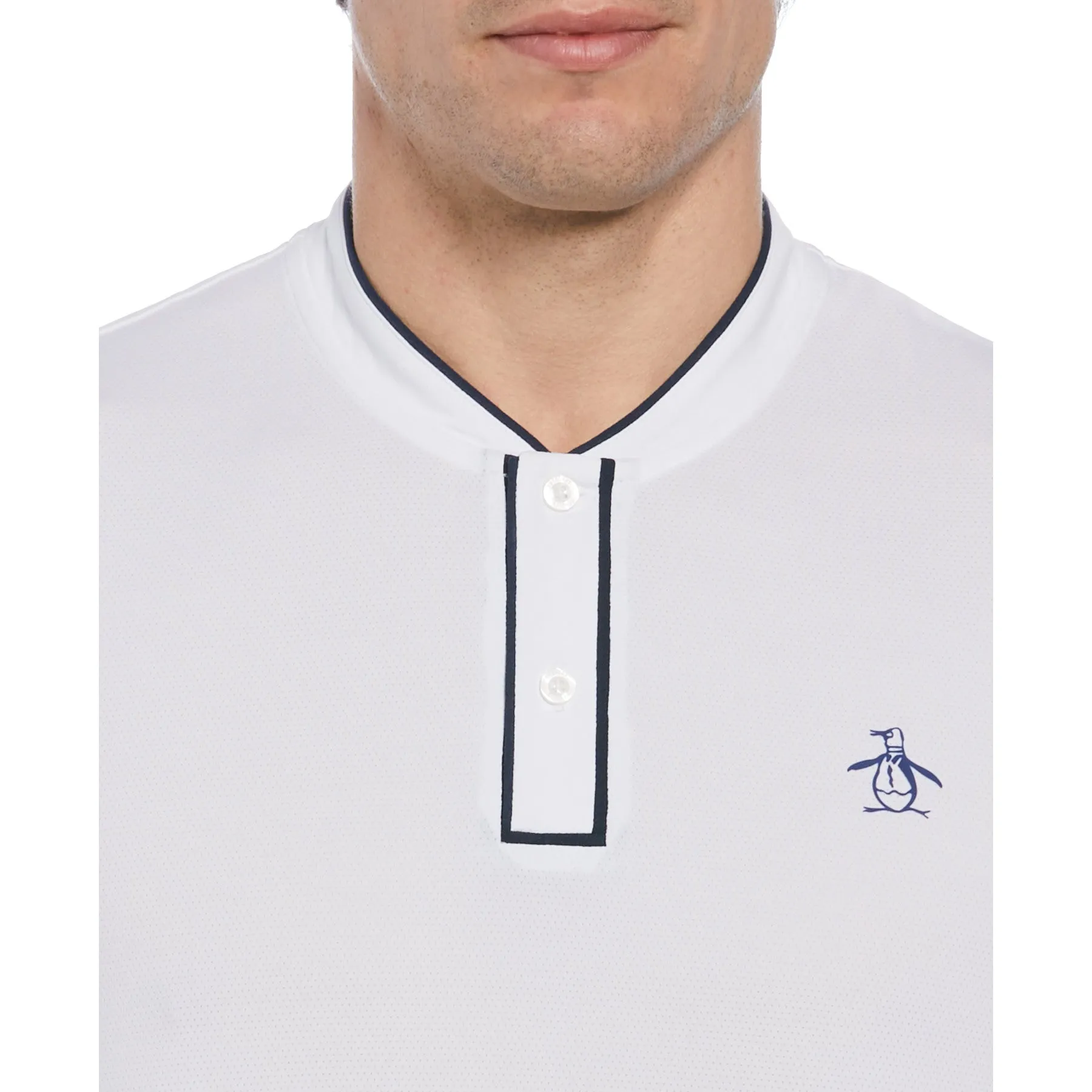 Piped Blade Collar Performance Tennis Polo Shirt In Bright White