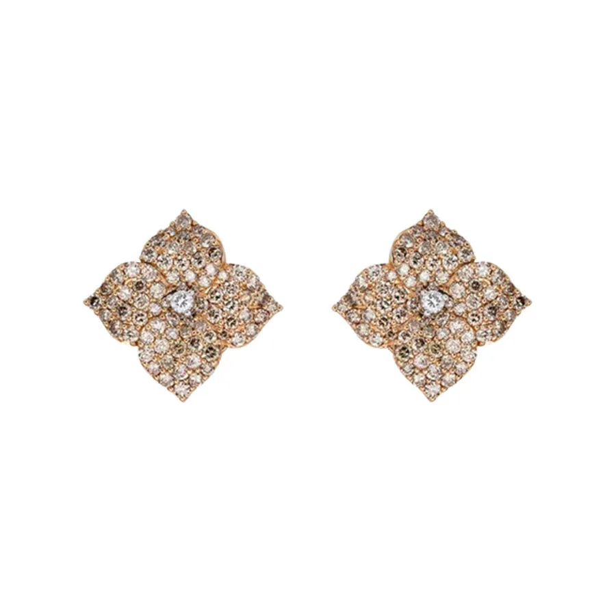 Piranesi Small Champagne Diamond Floral Stud Earrings