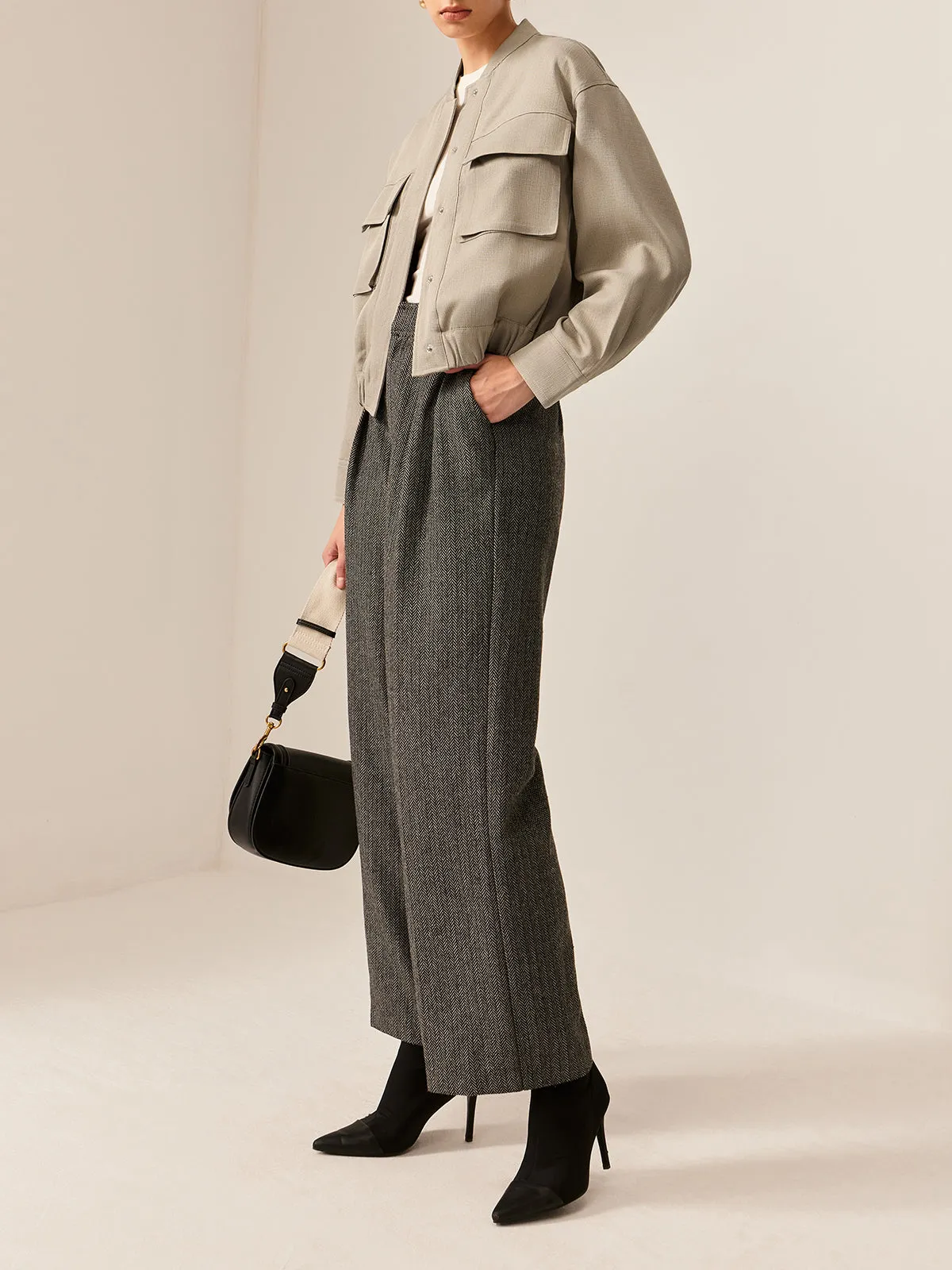 Plain Long Sleeve Cargo Jacket