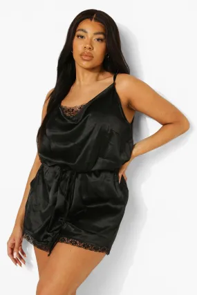 Plus Lace Trim Romper Pj