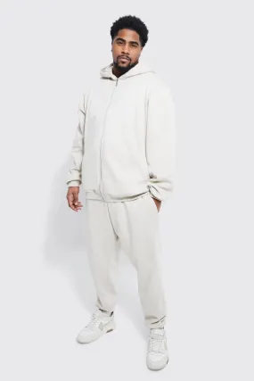 Plus Lightweight Zip Through Hooded Tracksuit | boohooMAN UK