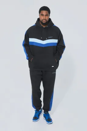 Plus Man Colour Block Hooded Tracksuit