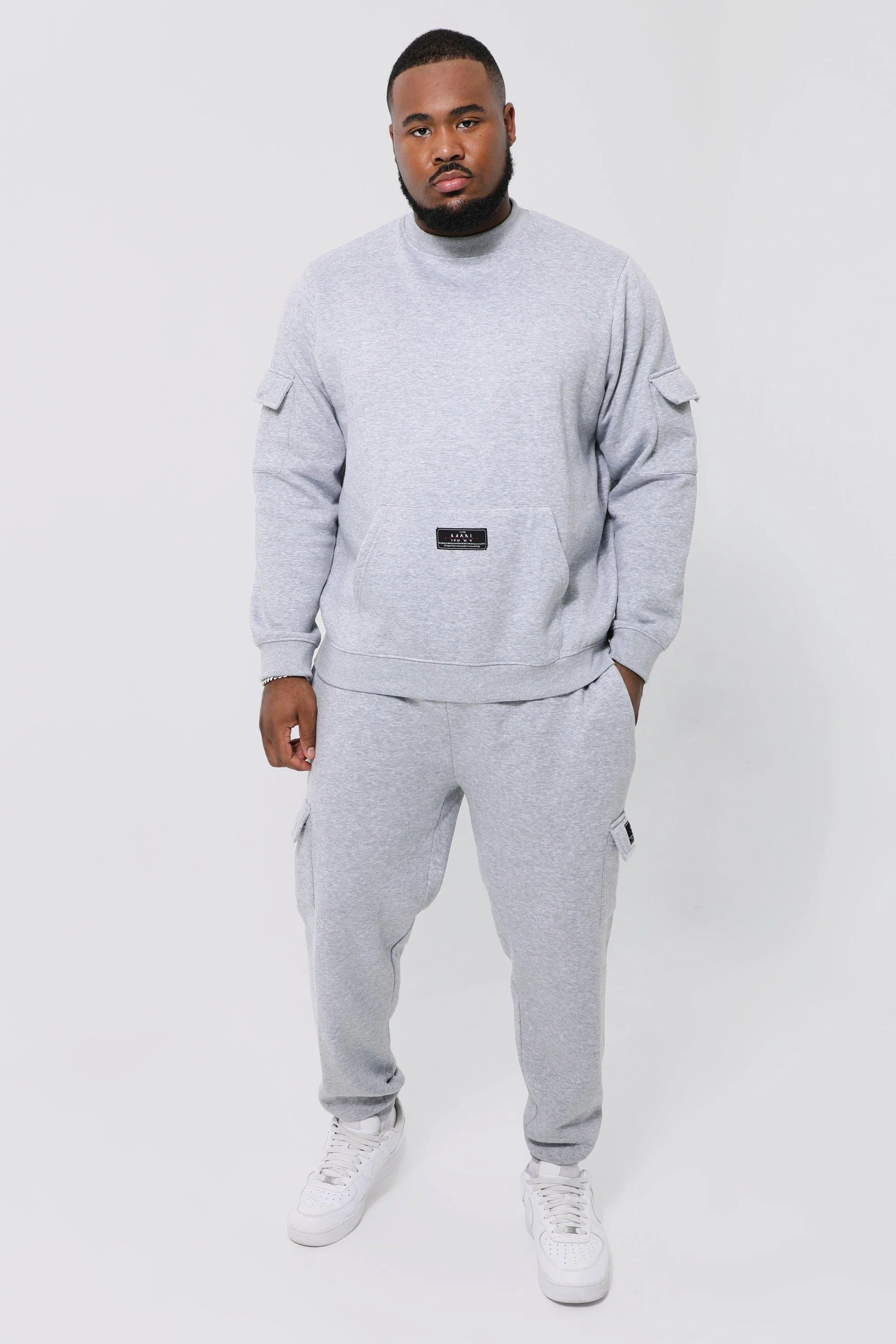 Plus Man Sweatshirt Cargo Tracksuit