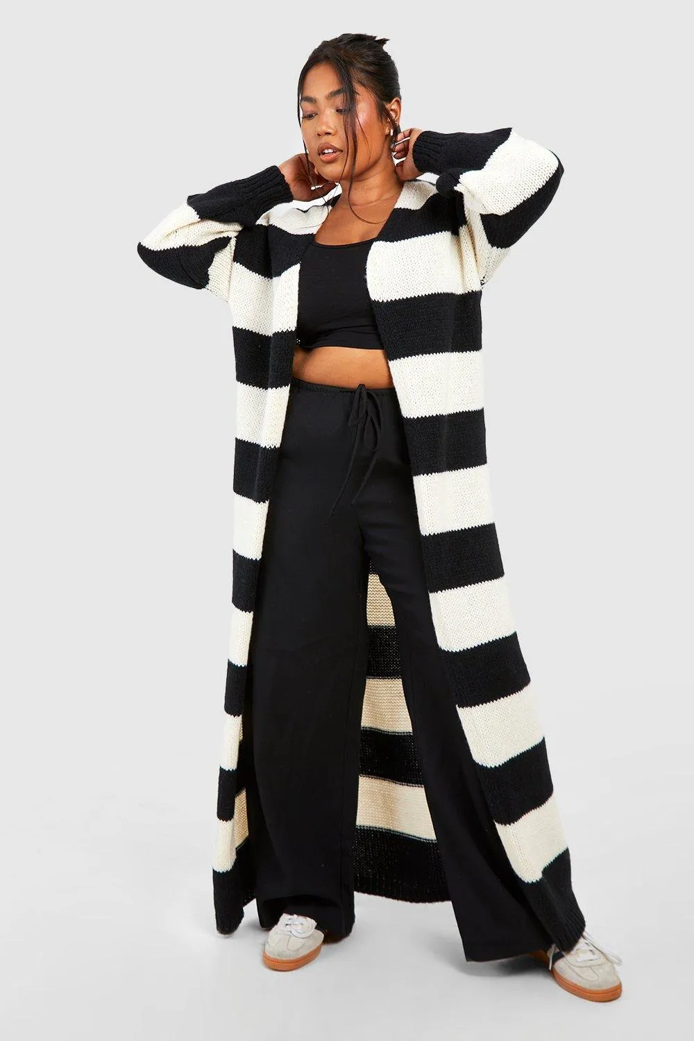 Plus Maxi Stripe Cardigan