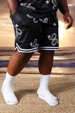 Plus Mid Mesh Paisley Basketball Shorts