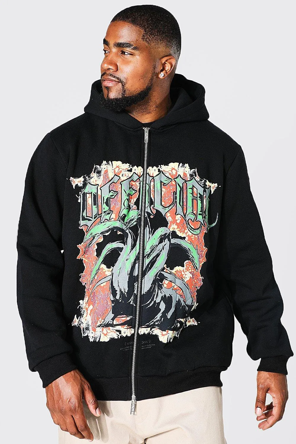 Plus Offcl Front And Back Zip Through Hoodie