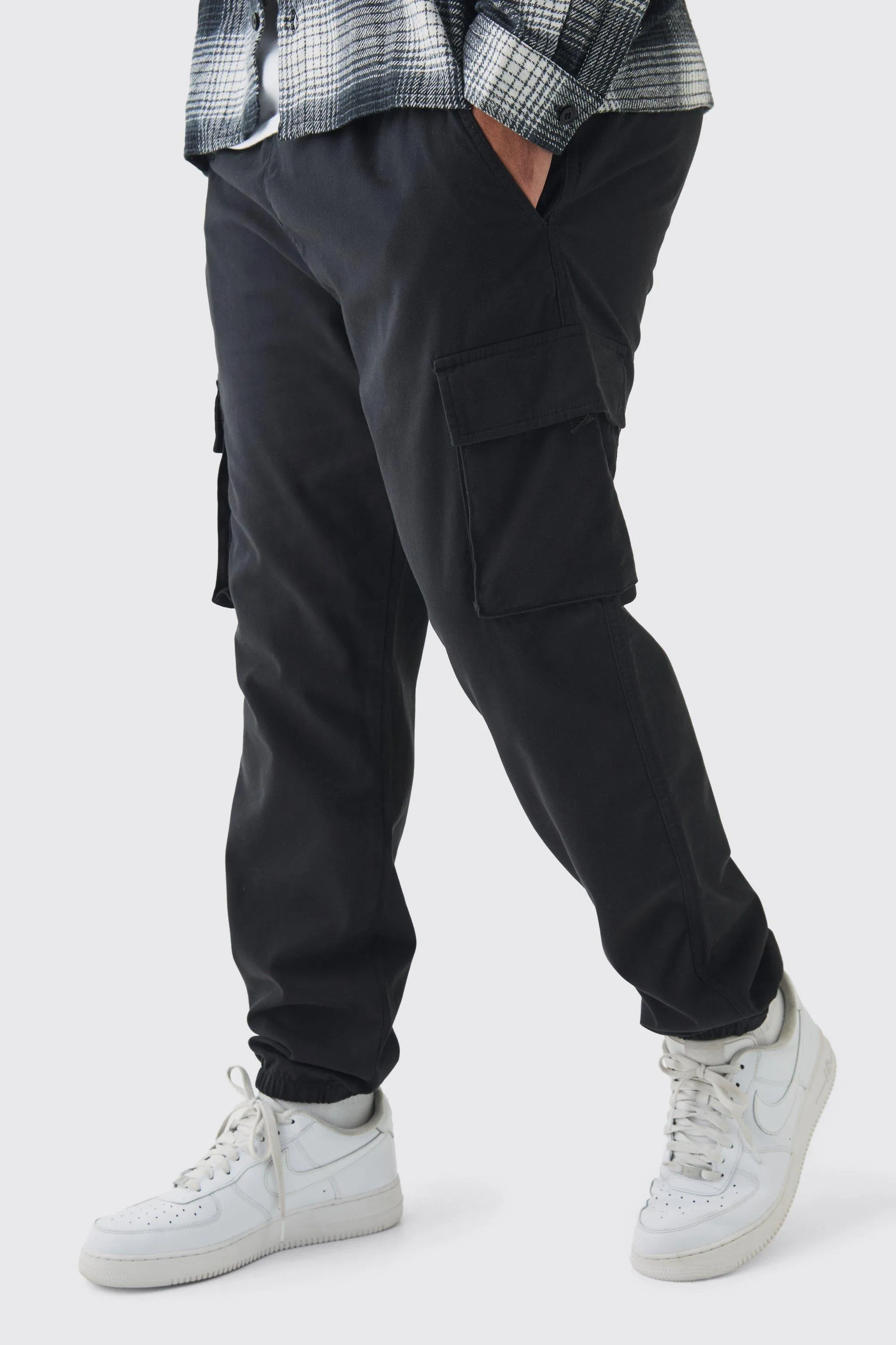 Plus Skinny Fit Elasticated Waist Cuffed Cargo Pants