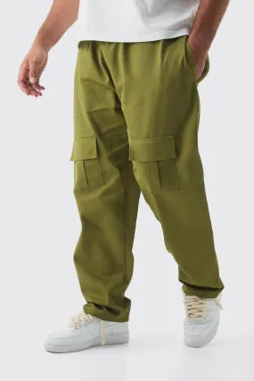 Plus Straight Fit Front Pocket Twill Overdyed Cargo Pants