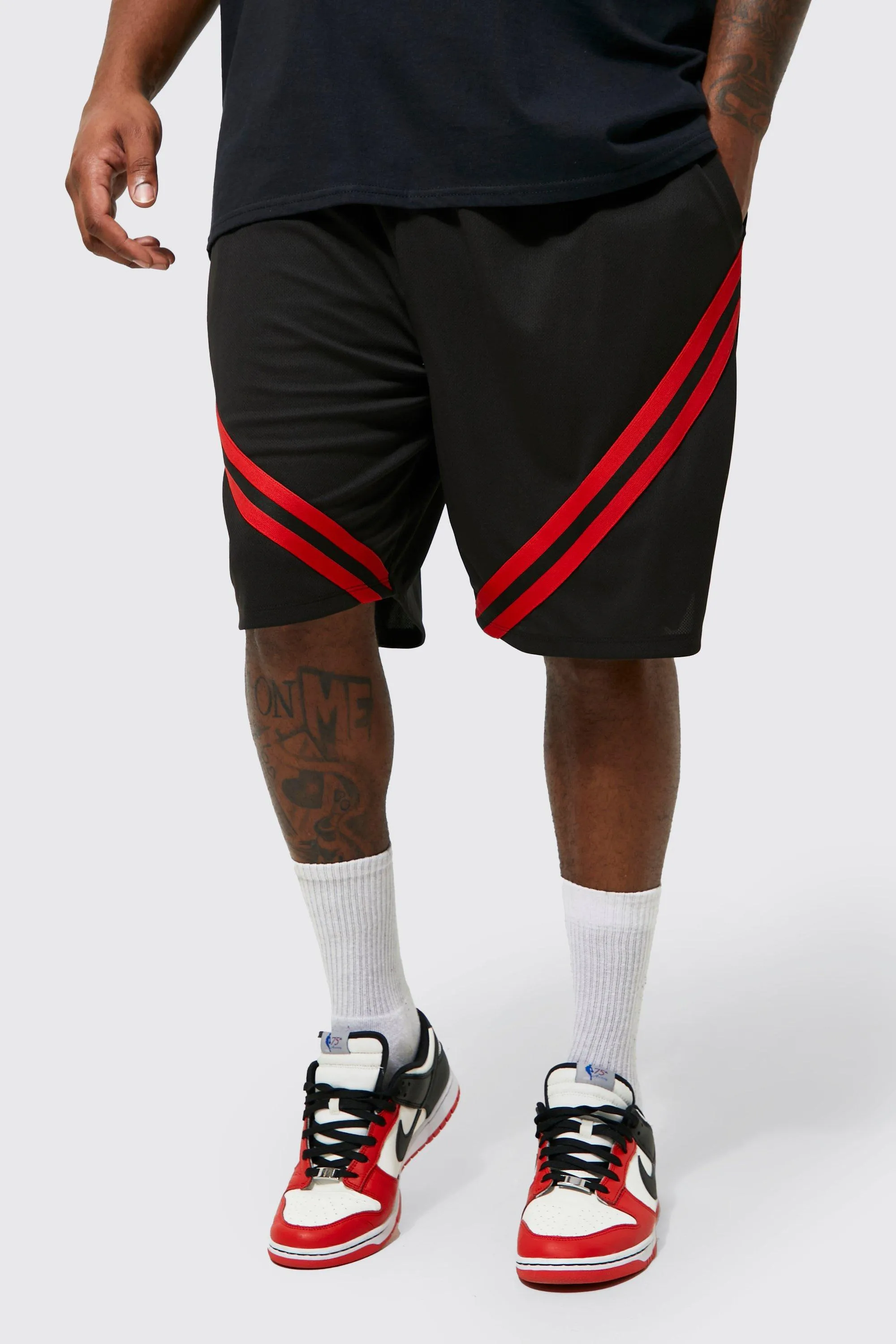 Plus Tape Detail Mesh Basketball Short