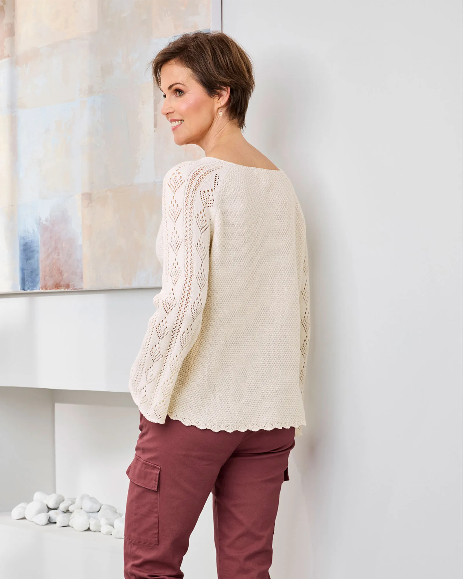 Pointelle Sleeve Jumper