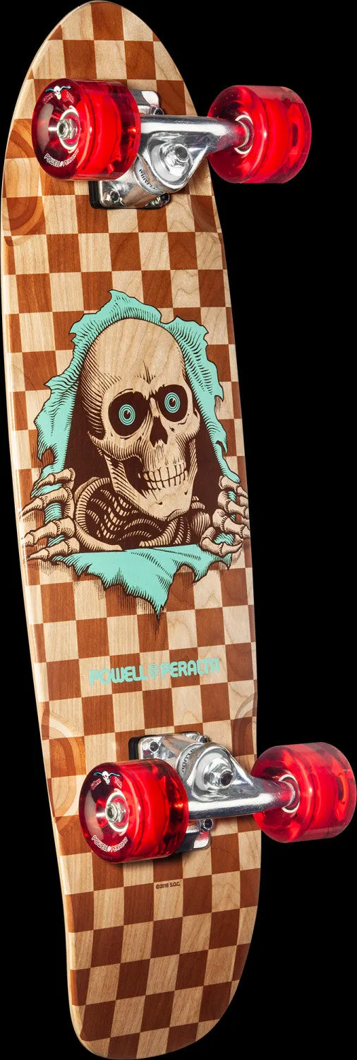 Powell Peralta Sidewalk Surfer Natural Checker Ripper Cruiser Complete Skateboard - 8.37