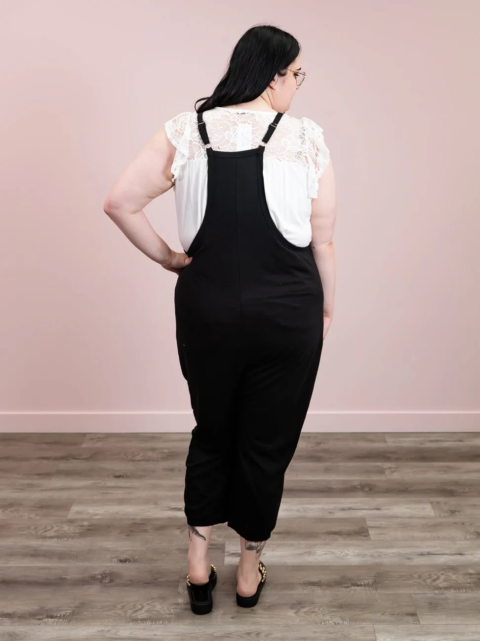 PREORDER Becky Romper | SOLID | Black- shipping mid september