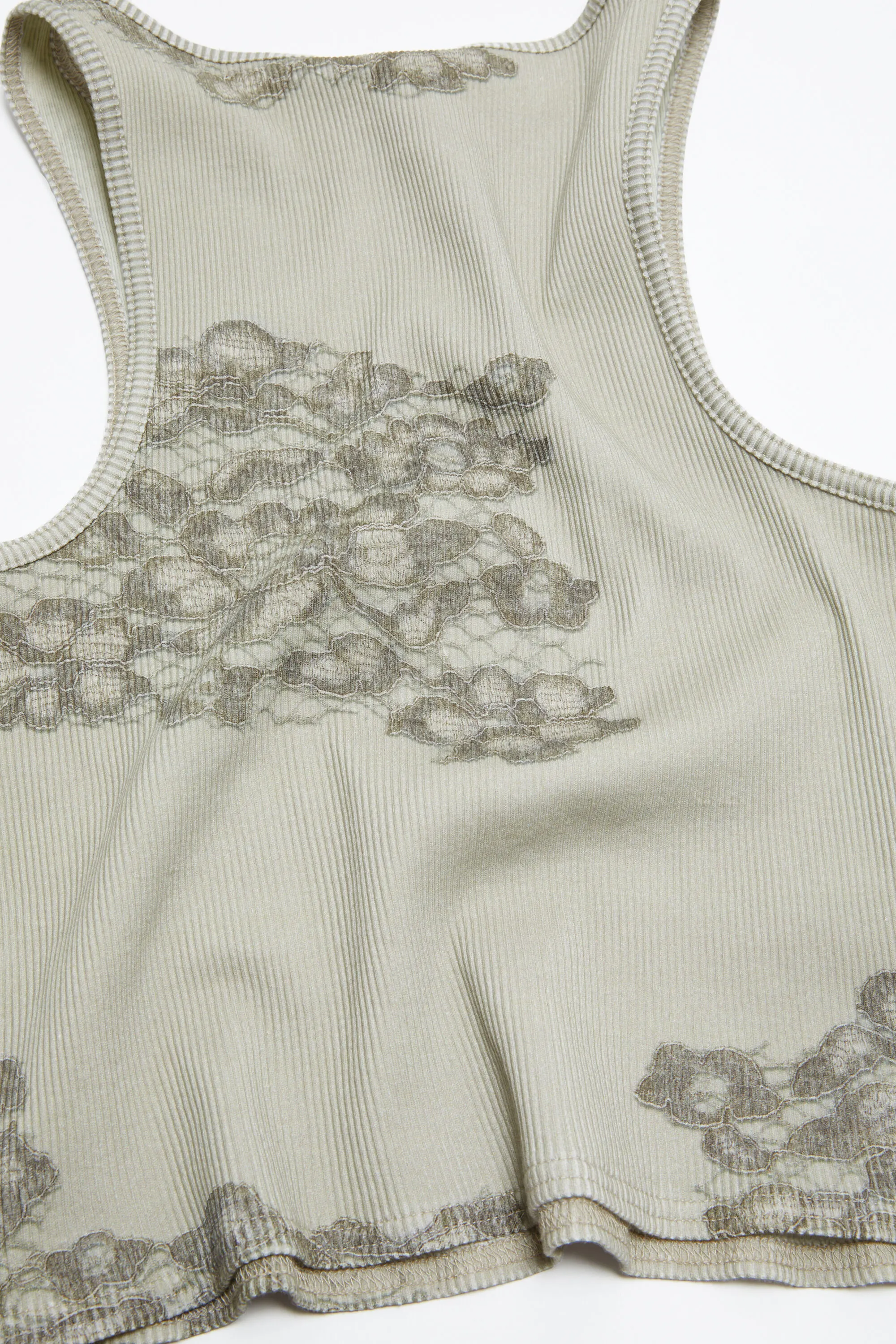 Printed lace tank top