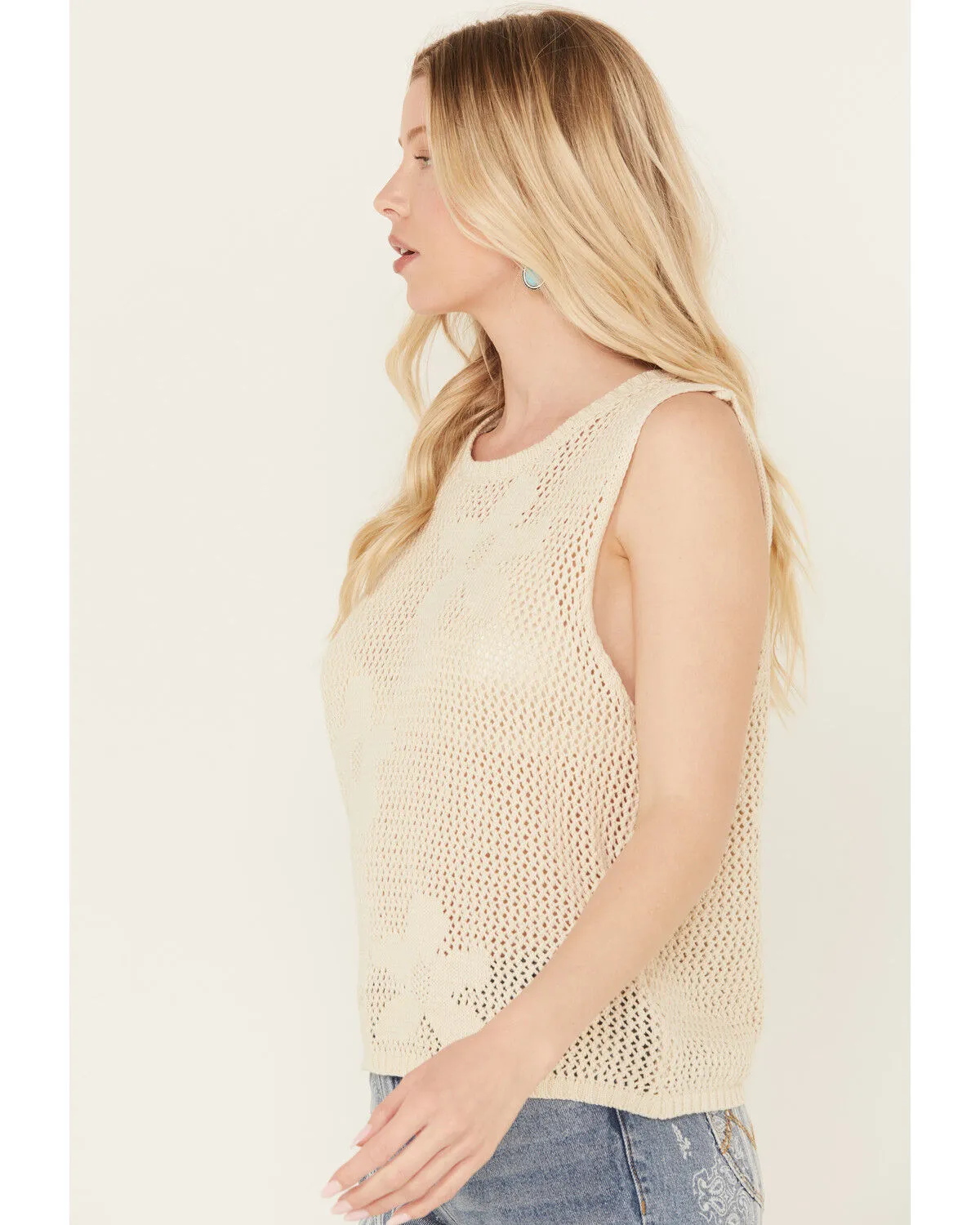 Product Name:  By Together Women's Floral Crochet Sleeveless Top