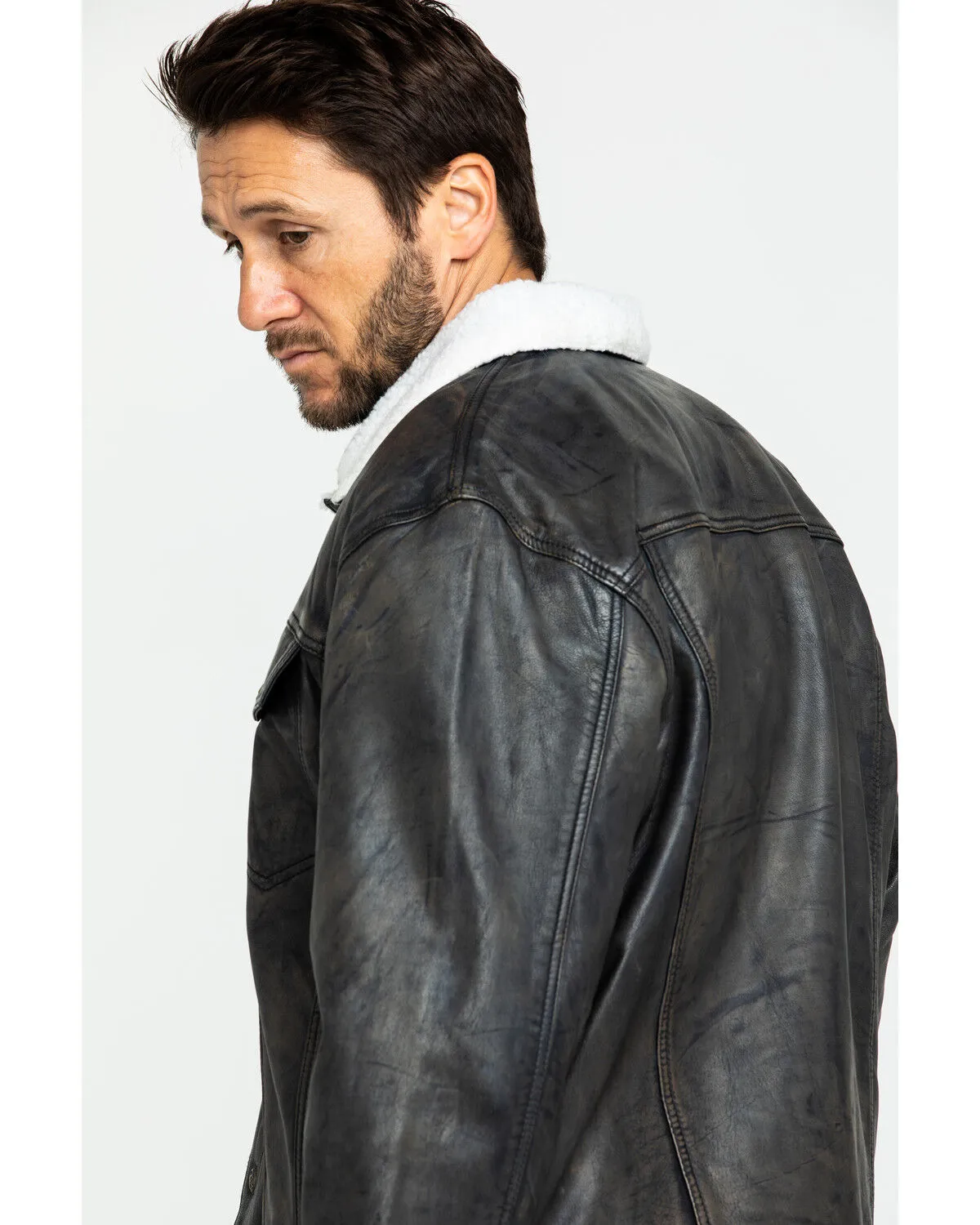 Product Name:  Cripple Creek Men's Concealed Carry Sherpa Lined Leather Jacket