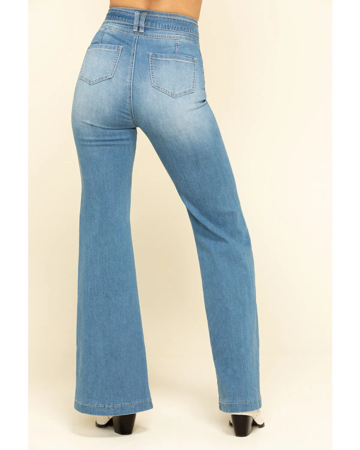 Product Name:  Flying Tomato Women's Denim Tie Front Flare Jeans