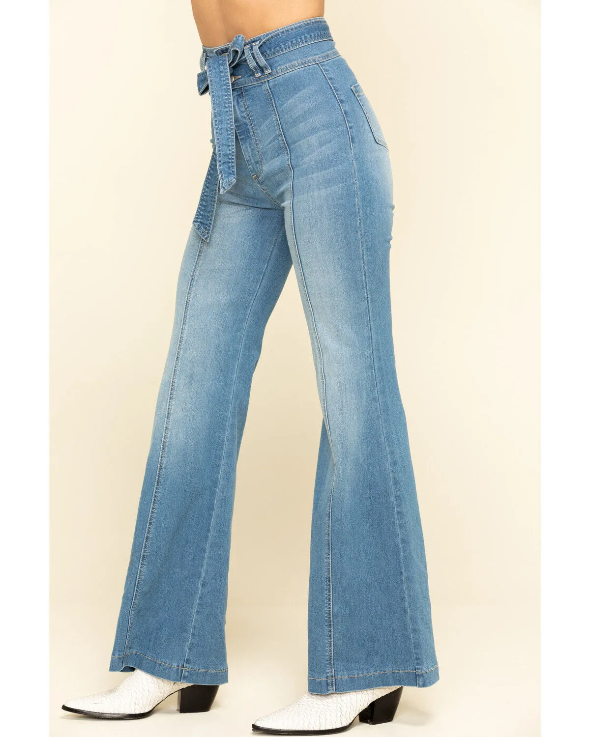 Product Name:  Flying Tomato Women's Denim Tie Front Flare Jeans