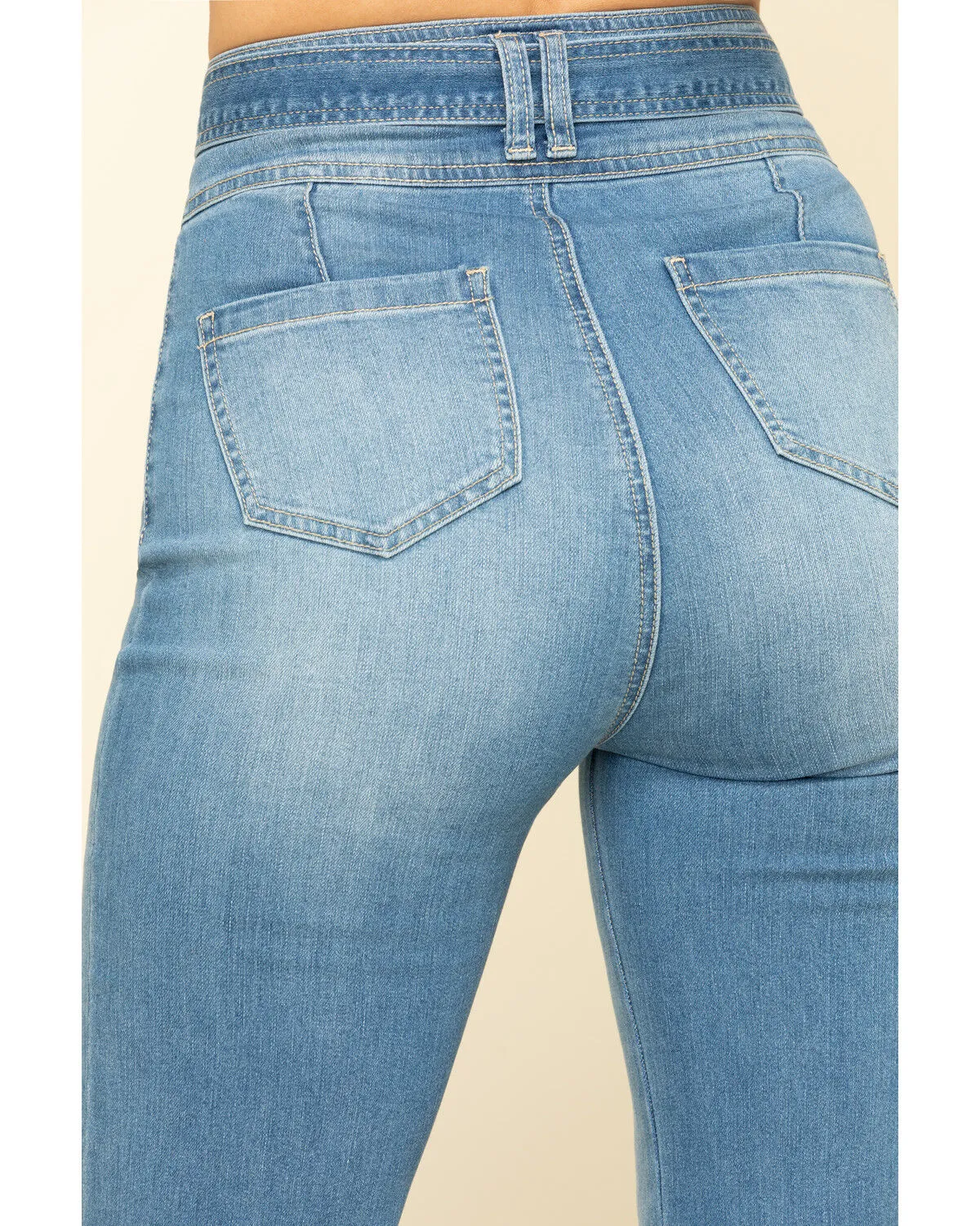 Product Name:  Flying Tomato Women's Denim Tie Front Flare Jeans