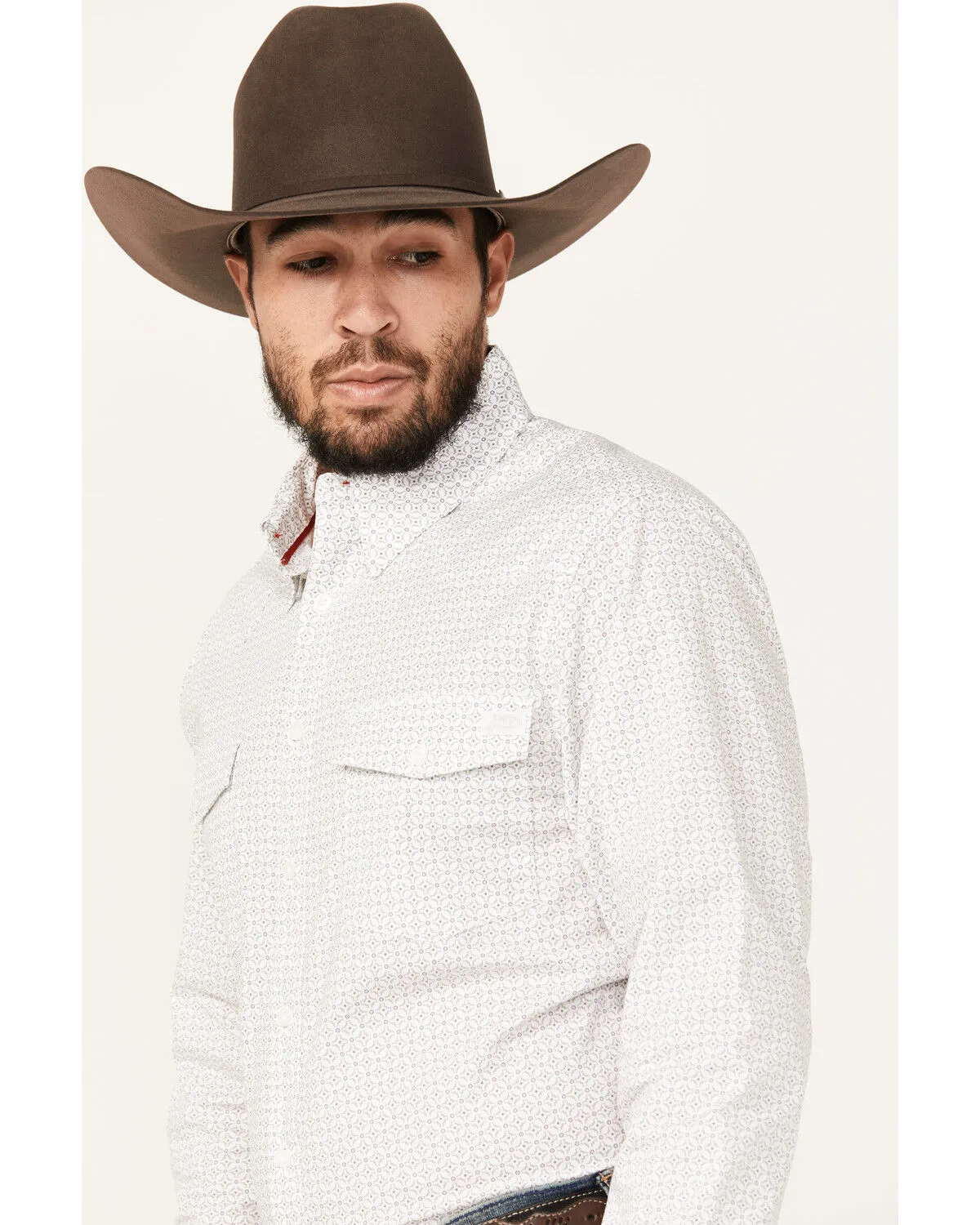 Product Name:  Justin Men's Boot Barn Exclusive Geo Print Long Sleeve Button-Down Stretch Western Shirt