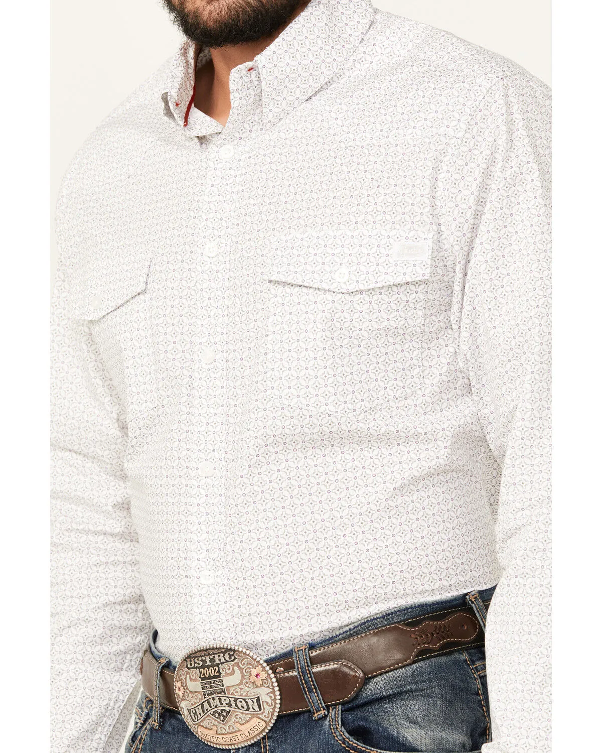 Product Name:  Justin Men's Boot Barn Exclusive Geo Print Long Sleeve Button-Down Stretch Western Shirt