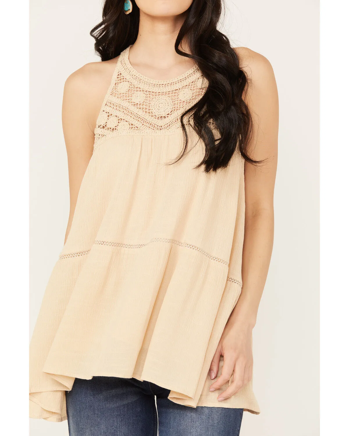 Product Name:  Miss Me Women's Crochet Sleeveless Top