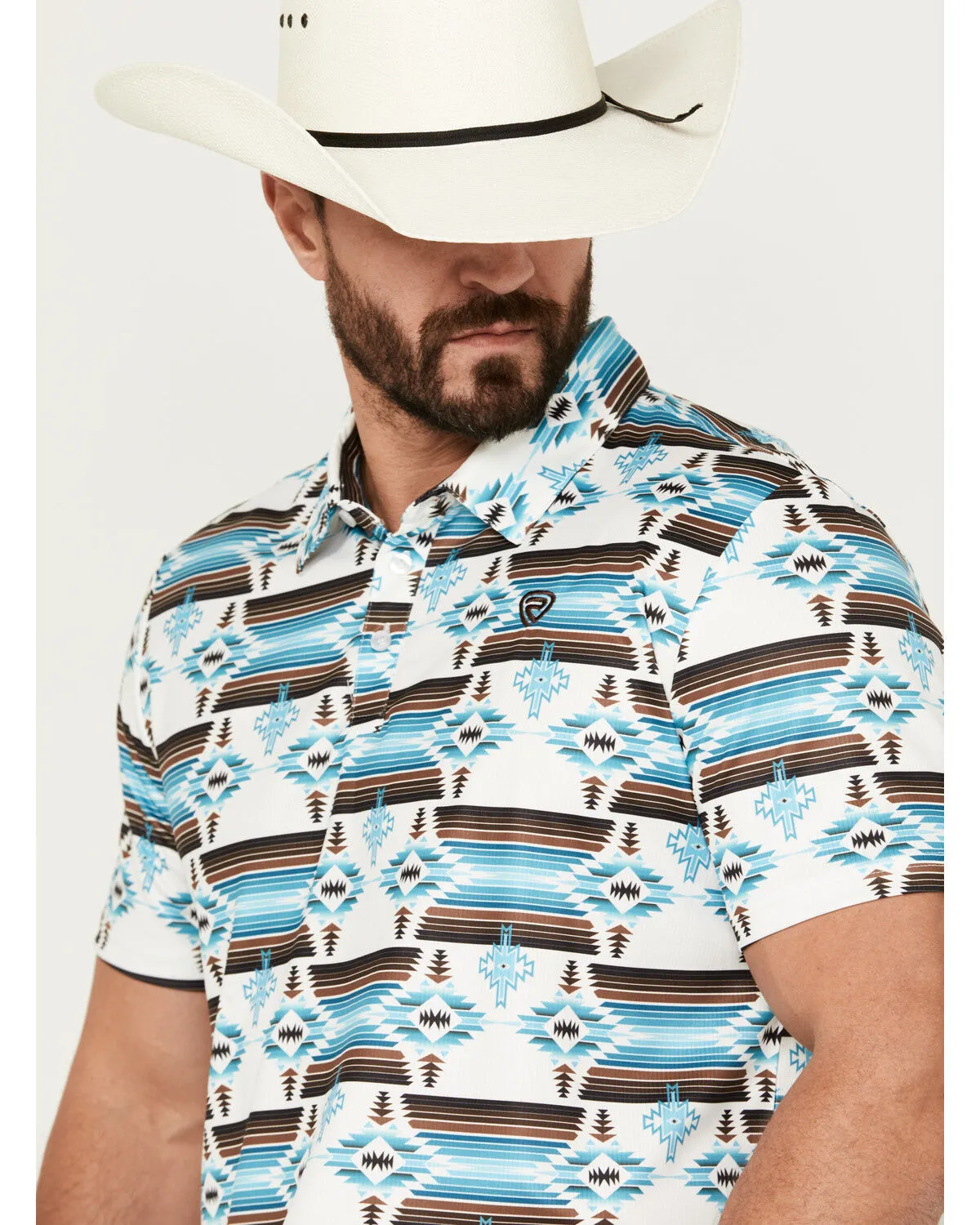 Product Name:  Rock & Roll Denim Men's Boot Barn Exclusive Southwestern Print Short Sleeve Polo Shirt