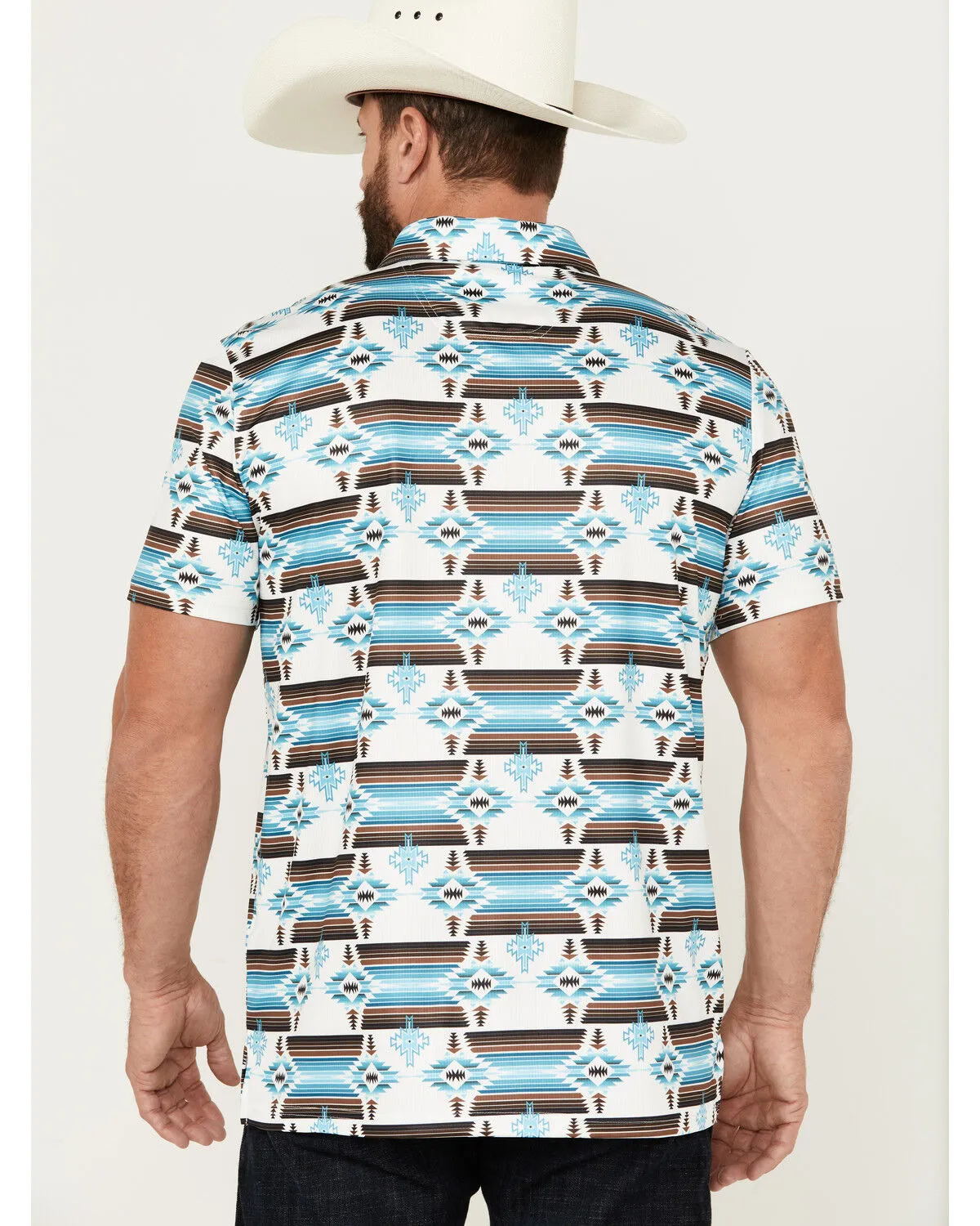 Product Name:  Rock & Roll Denim Men's Boot Barn Exclusive Southwestern Print Short Sleeve Polo Shirt