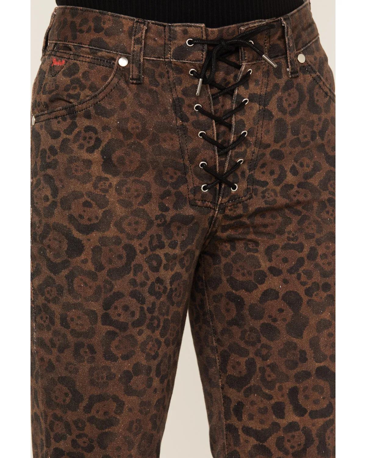 Product Name:  Wrangler X Fender Women's Leopard Print Lace-Up Denim Jeans