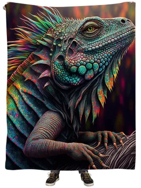 Psychedelic Giant Iguana 2.0 Plush Blanket