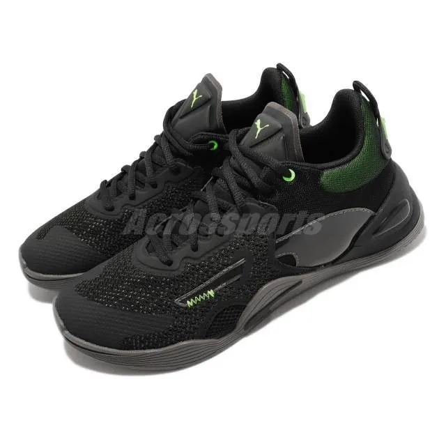 Puma Fuse Black Grey Volt Men Cross Training Fitness Sho...