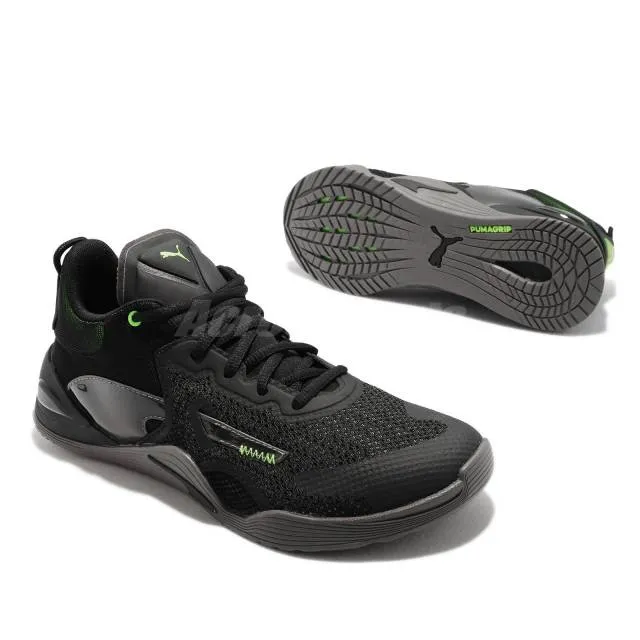 Puma Fuse Black Grey Volt Men Cross Training Fitness Sho...