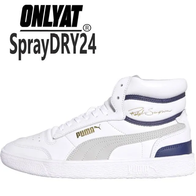 Puma mens ralph sampson mid trainers white / navy size 9