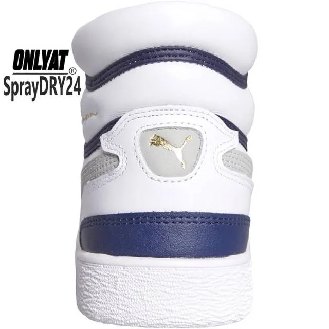 Puma mens ralph sampson mid trainers white / navy size 9