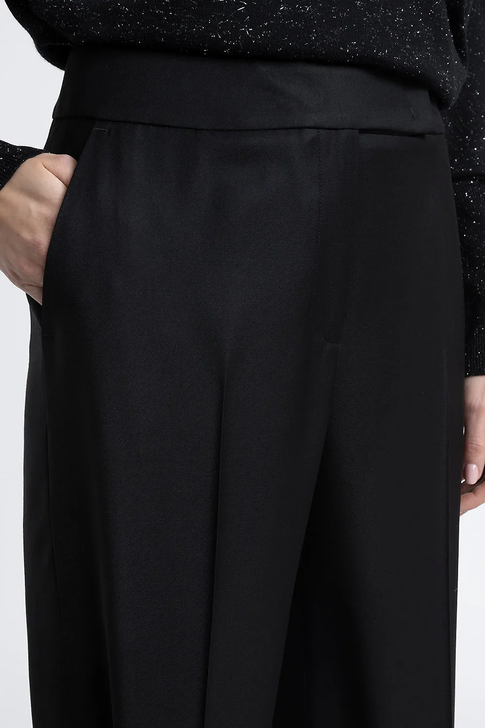 Pure wool straight leg trousers