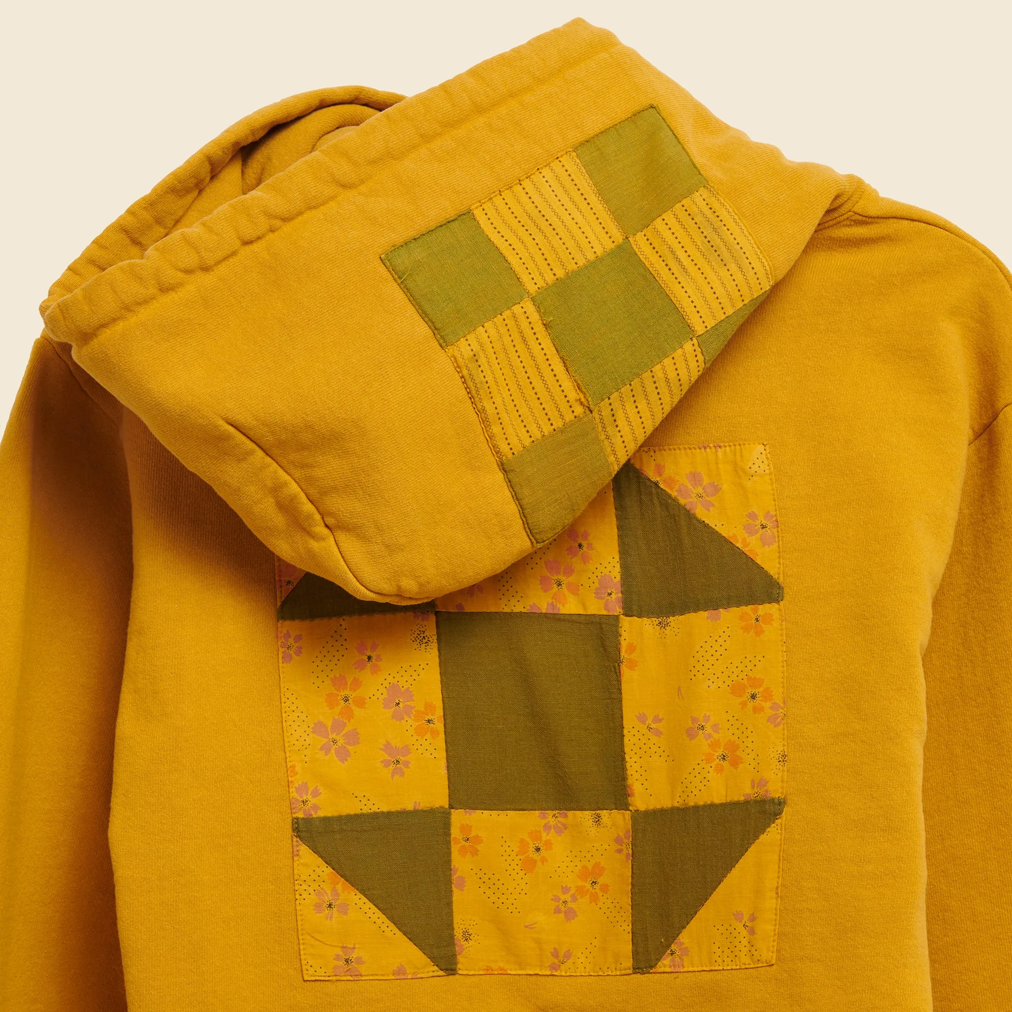 Quilt Patch Hoodie (Front Patch - Red Bandana) - Gold