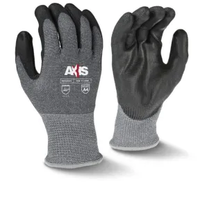 Radians Axis Gloves ANSI Cut Level A4 13 Gauge Gray HPPE with Black PU Palm, Extra Large RWG560XL