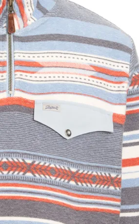 Rafter C Red Dirt Collection Boy's Cornflower Blue & Tangerine Aztec Fleece 1/4 Zip Pullover