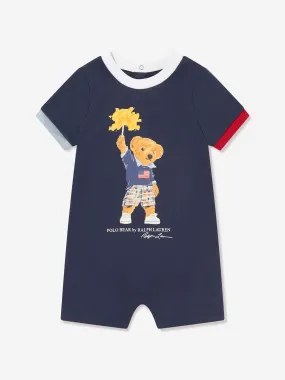 Ralph Lauren Baby Boys Sparkle Bear Romper in Navy