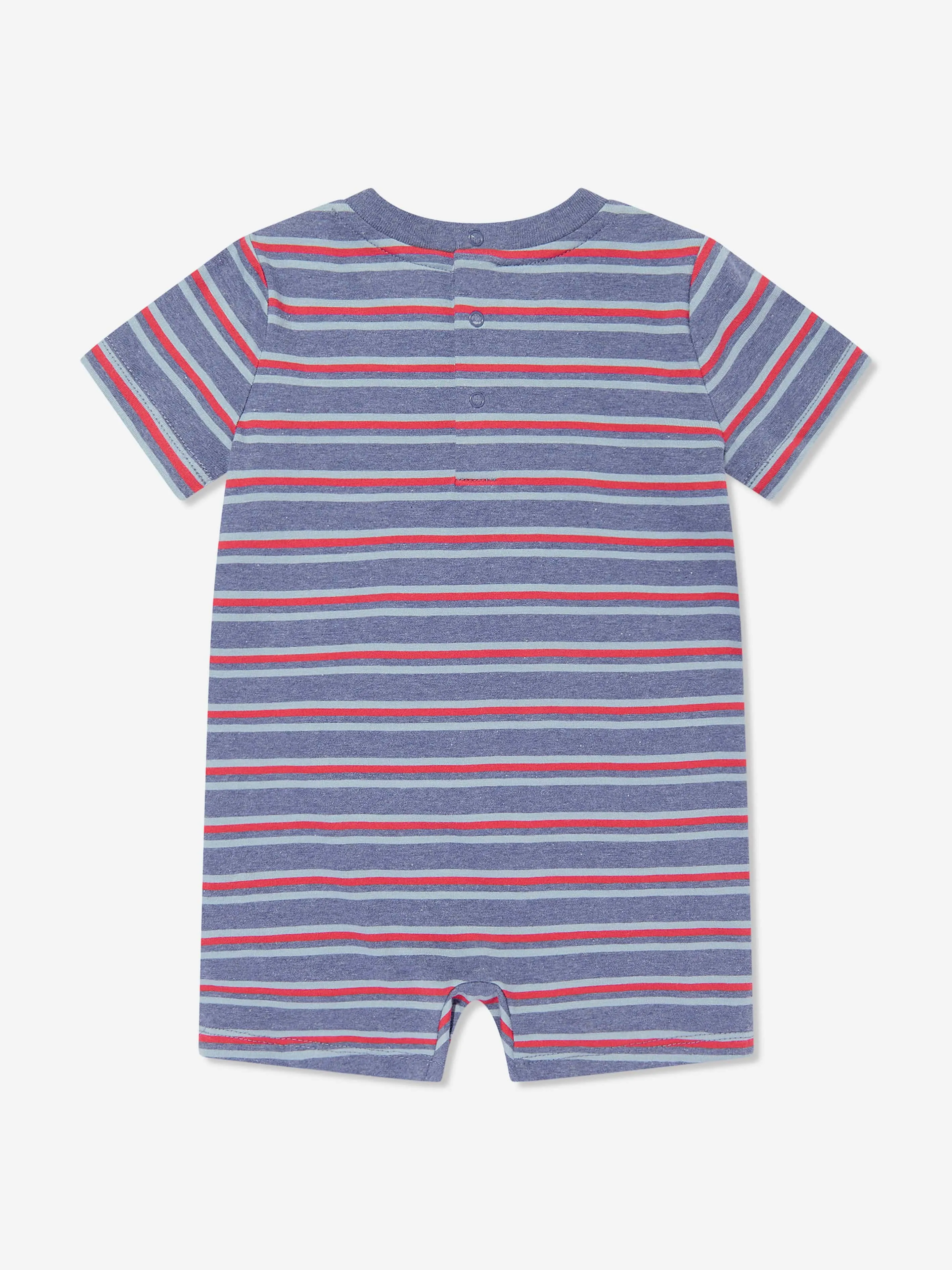 Ralph Lauren Baby Boys Striped Logo Romper in Blue