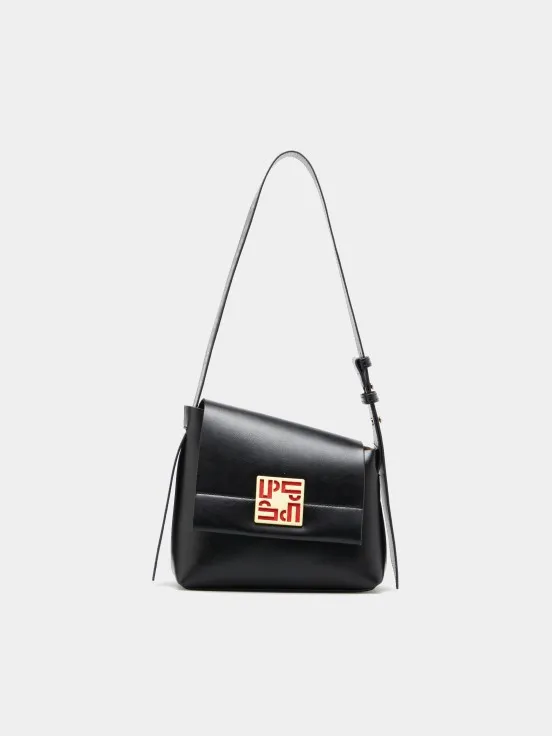 Rectangular asymmetric shoulder bag