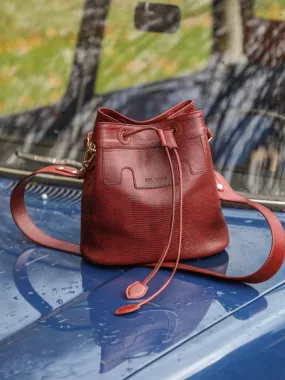 Red Leather Bucket Bag for Women - Capucine 1960 Garnet | PAUL MARIUS