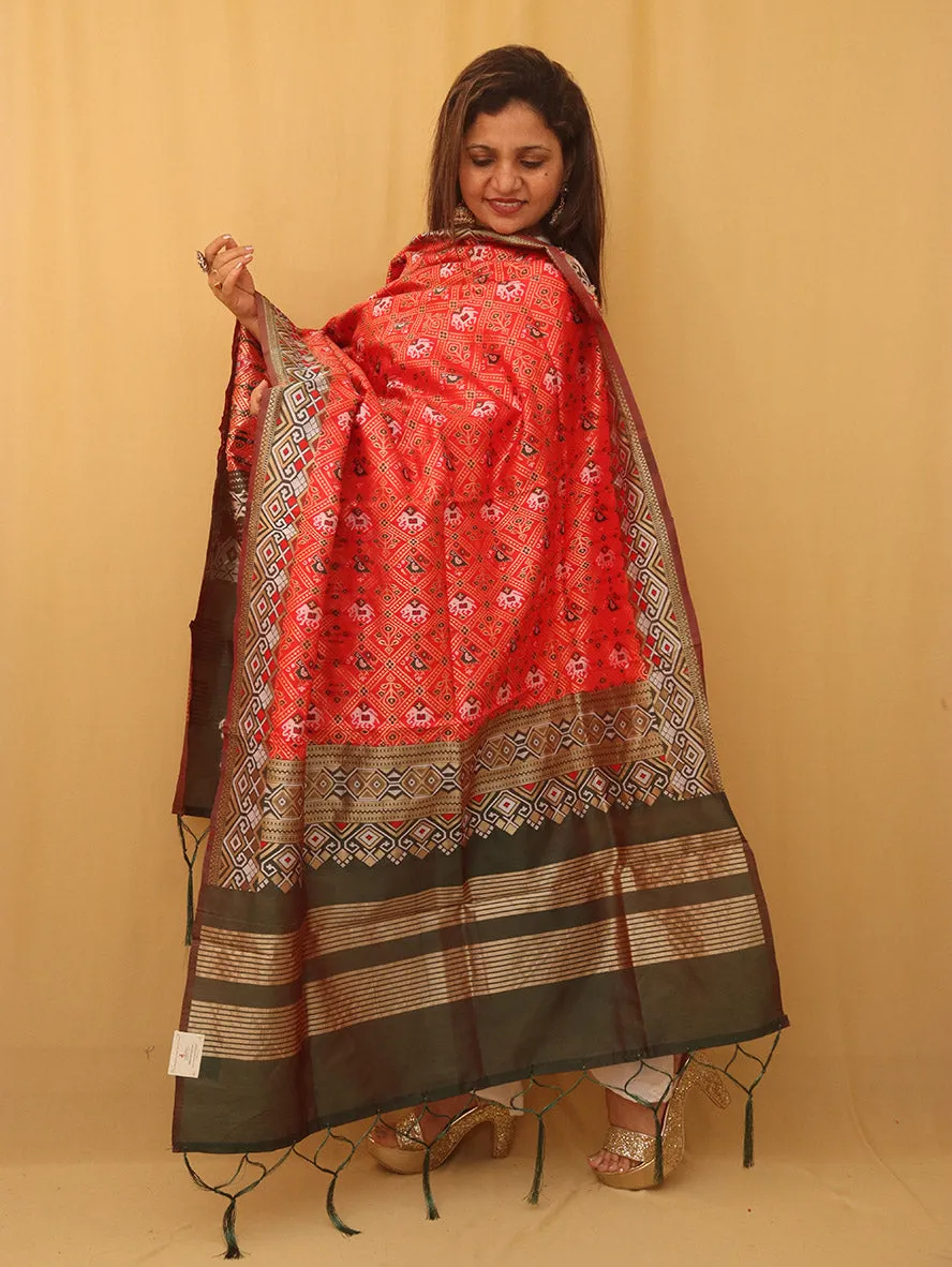 Red Patola Silk Dupatta