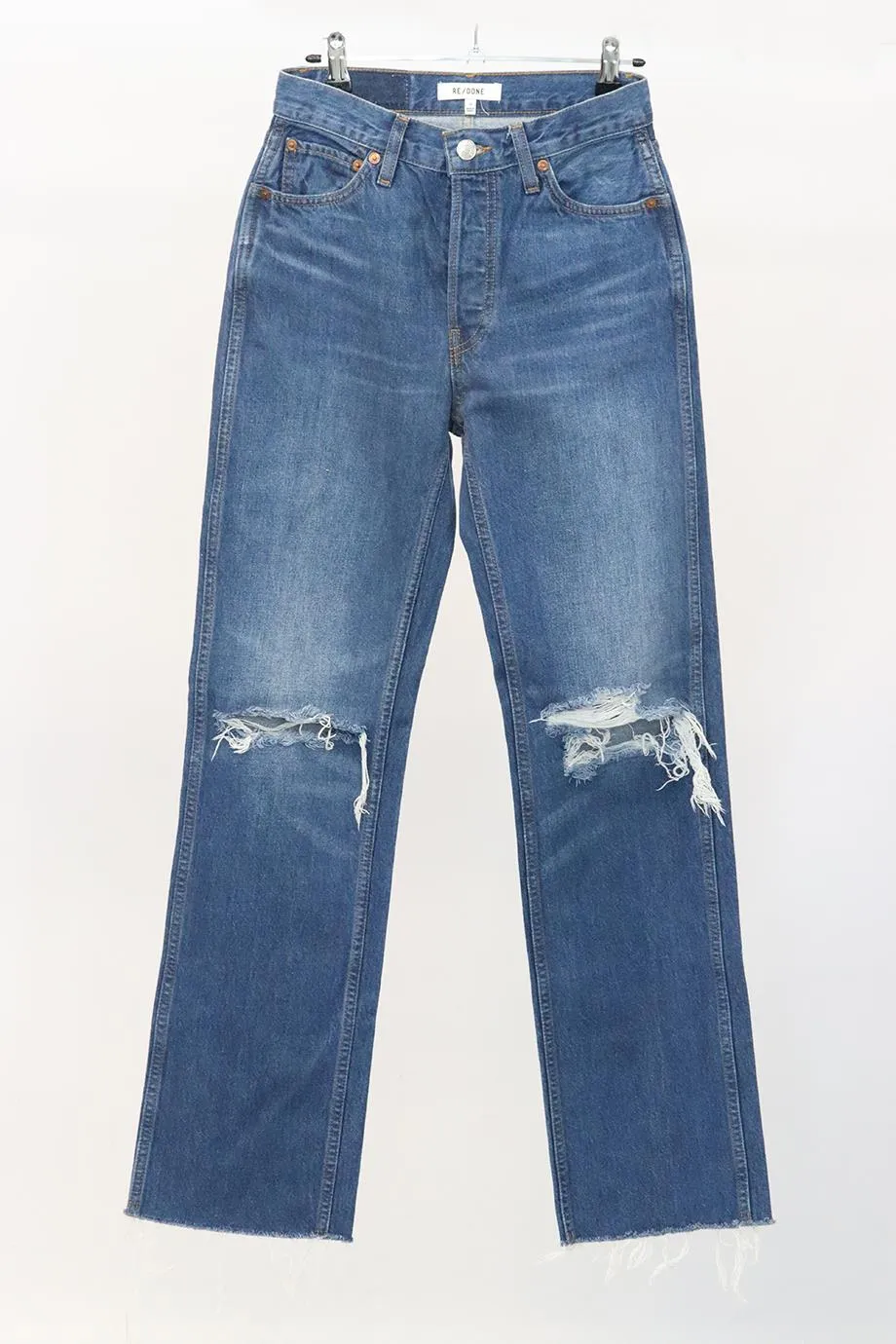 RE/DONE DISTRESSED HIGH RISE WIDE LEG JEANS W25 UK 6-8