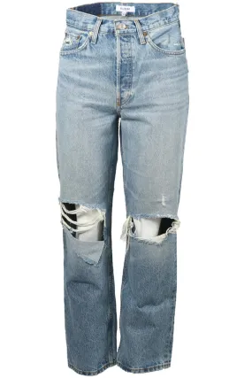 RE/DONE DISTRESSED STRAIGHT LEG JEANS W25 UK 6-8
