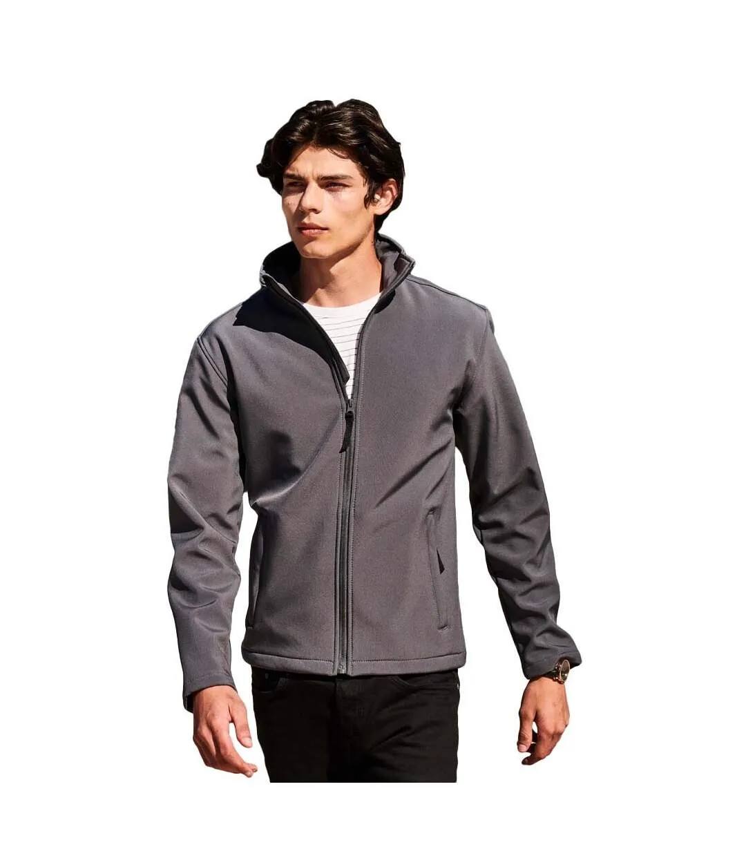 Regatta Reid Mens Softshell Wind Resistant Water Repellent Jacket (Seal Grey) - UTRG1599