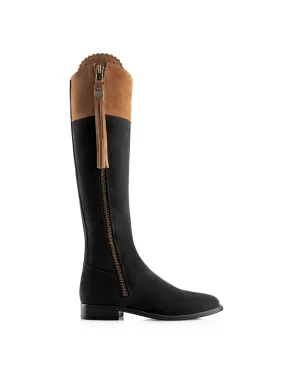 Regina       20% Off   |   Save £75  tan & black Flat Knee-high Boots        - Narrow Fit