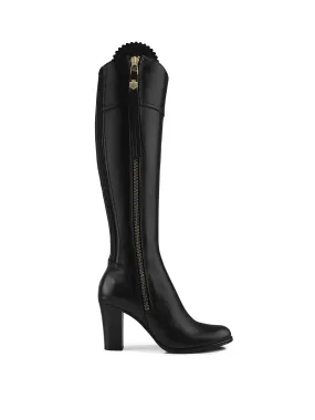 Regina black leather High Heeled Knee-high Boots        - Regular Fit